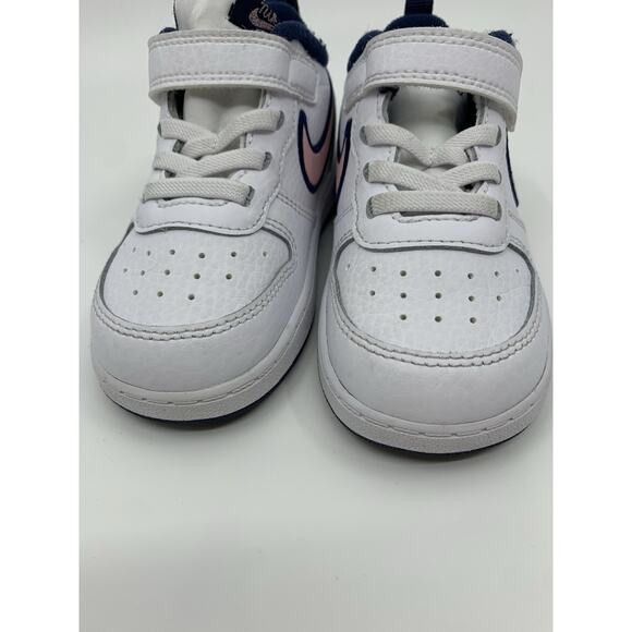 Nike Court Borough Low 2 White/Pink Glaze - Midnight Navy Toddler 6C - Picture 6 of 15